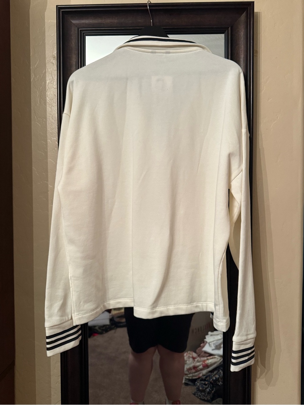 NWT Nautica Quarter Zip Pullover Sweatshirt White Navy Stripe XL - Picture 5 of 5